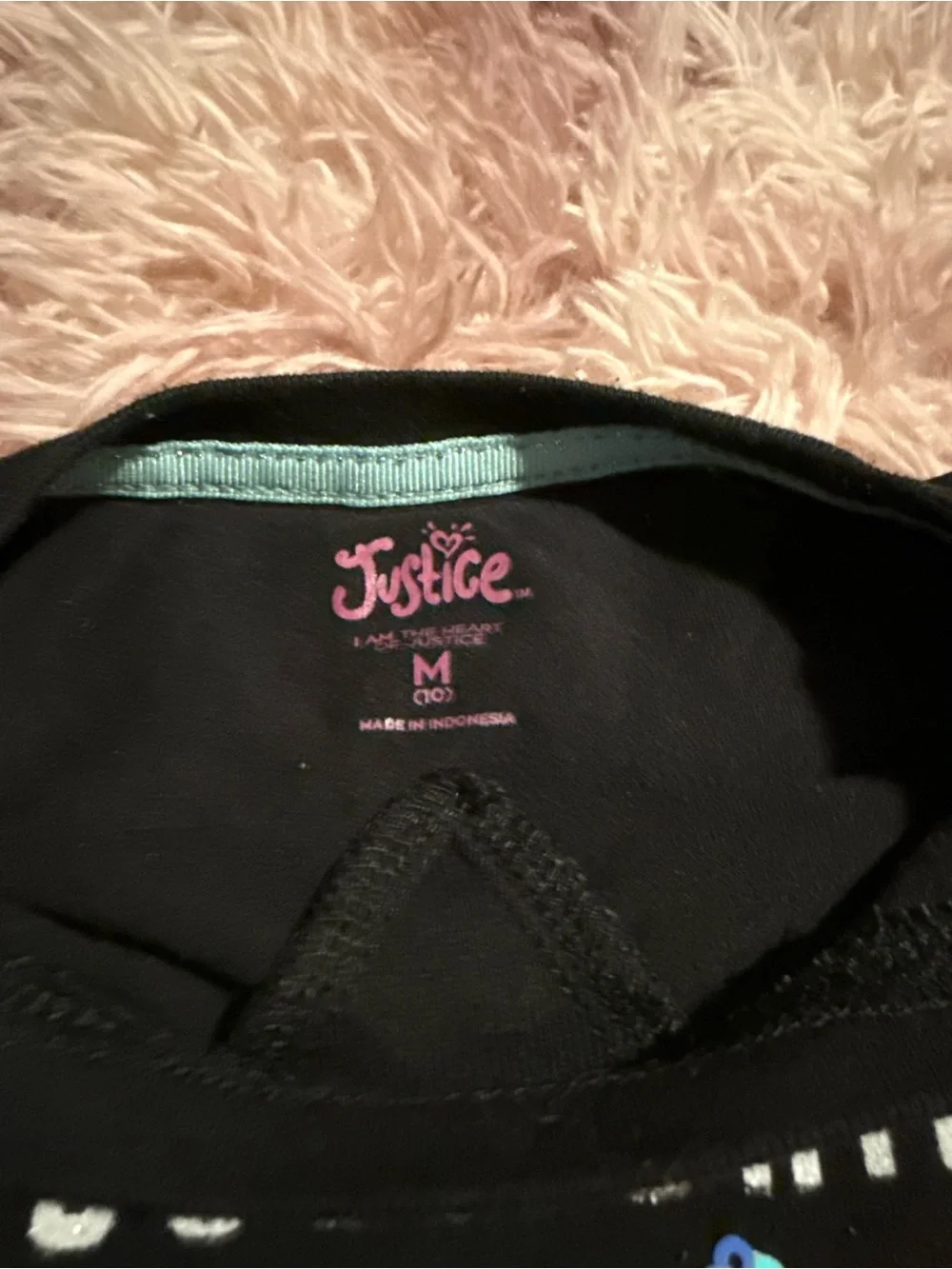 Justice Black Long-Sleeve shirt with Iridescent Graphic